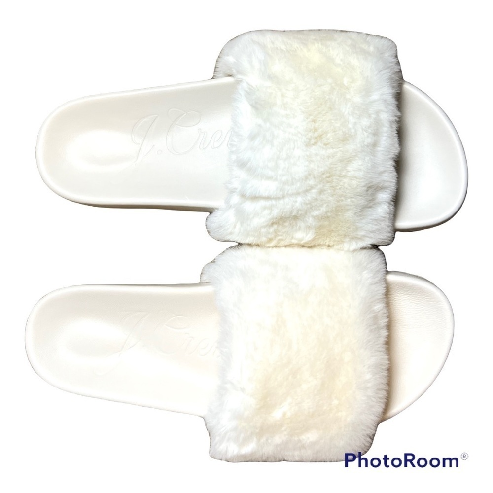 NWT J.Crew Pacific Fluffy Slide On Sandal White Size 8.5 - Picture 5 of 5